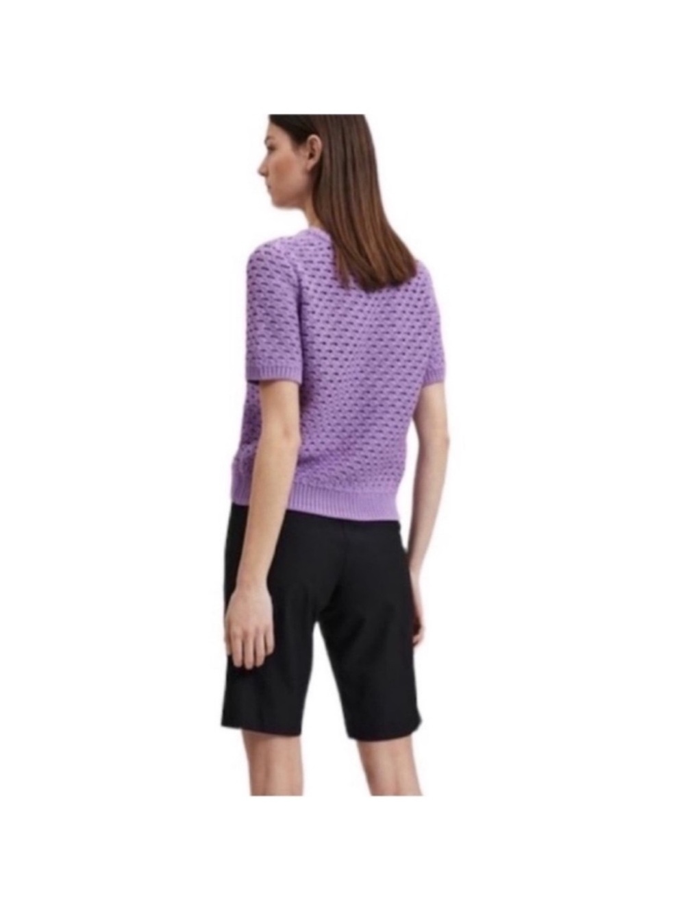 Selected Femme NWT chunky shortsleeved knit weave violet sweater extra large - Picture 2 of 14